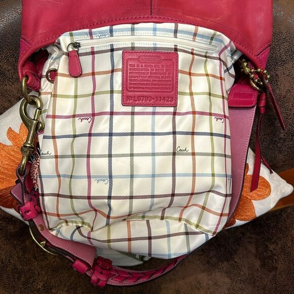 COACH BLEECKER XL HOBO 11423 BURNISHED LEATHER BRASS BUCKLE HANGTAG FUSCIA LNC! - Picture 15 of 17